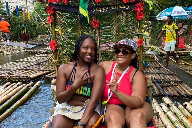 Bamboo Rafting Montego Bay - Boarding the raft and getting comfortable