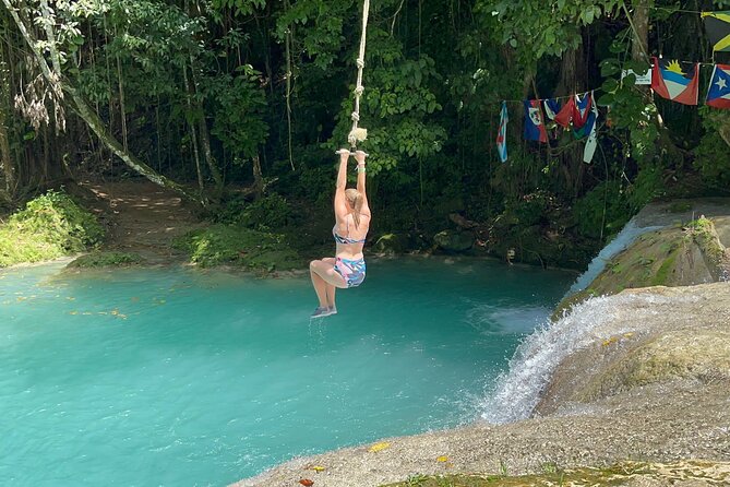 Dunn’s River Falls and Blue Hole Secret Falls Tour - Swimming and jumping at Blue Hole Secret Falls