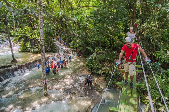 Dunn's River Falls and Zipline (Over the Falls) Adventure Tour from Ocho Rios - Seven ziplines and four bridges above the water