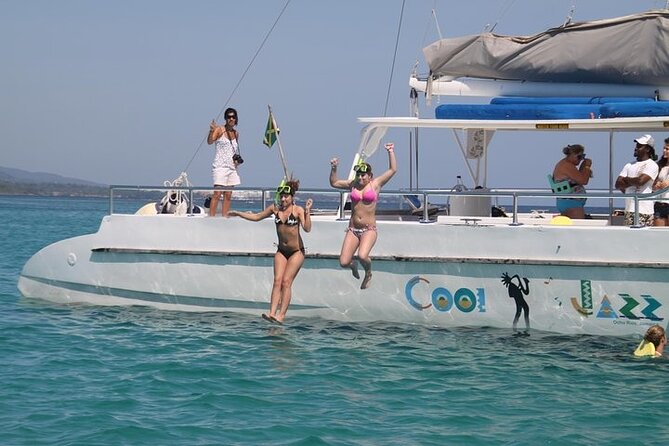 Dunn's River Falls Party Cruise, Blue Hole with Snorkeling, free beverages - The catamaran turns transport into the main event
