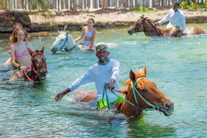 Horseback Ride and Swim Jamaica - Riding along the beach
