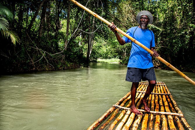 Martha Brae Private Rafting Experience from Montego Bay - Boarding the 30-foot bamboo raft