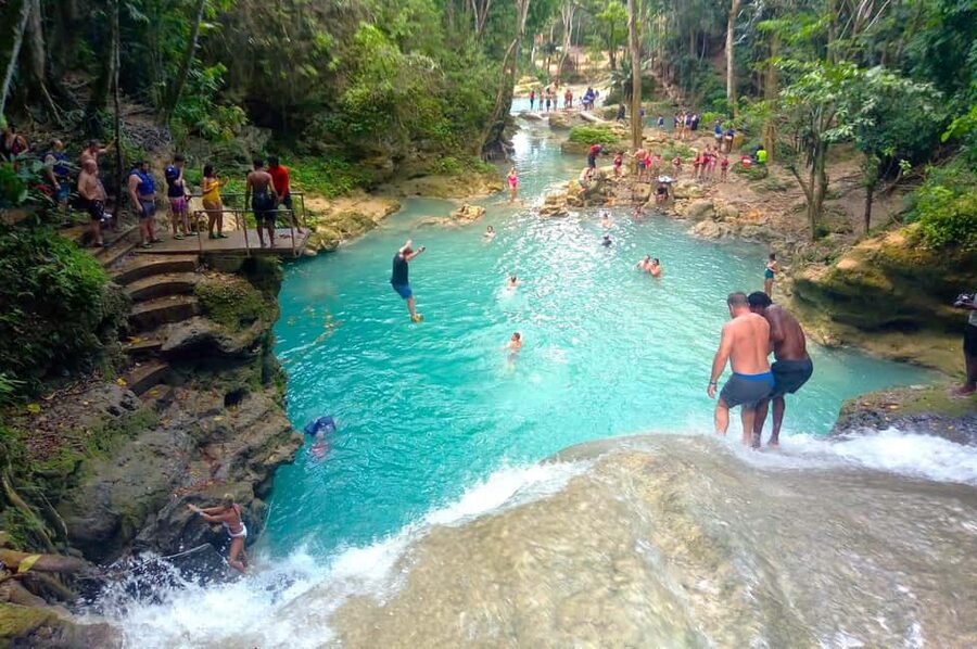 Ocho Rios: Irie Blue Hole and River Tubing Tour - A guided walk beside the stream