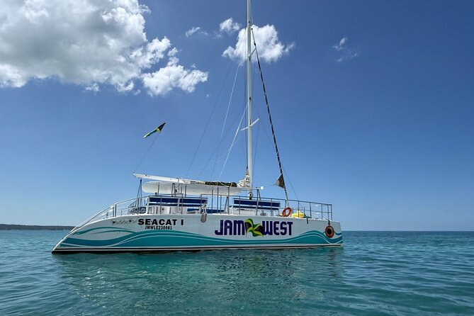Party Catamaran Sunset Ricks Cafe Negril Open Bar and DJ - Rick’s Cafe and the Cliff Jumping Stop