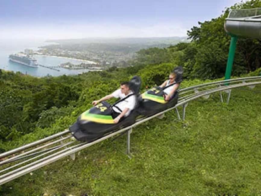 Rainforest Bobsled Mystic Mountain transportation - Arriving 700 feet above Dunn’s River Falls