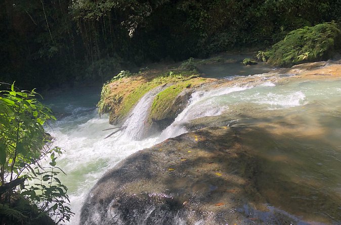South Coast Jamaica YS Falls Tour - The rope swing needs a careful approach
